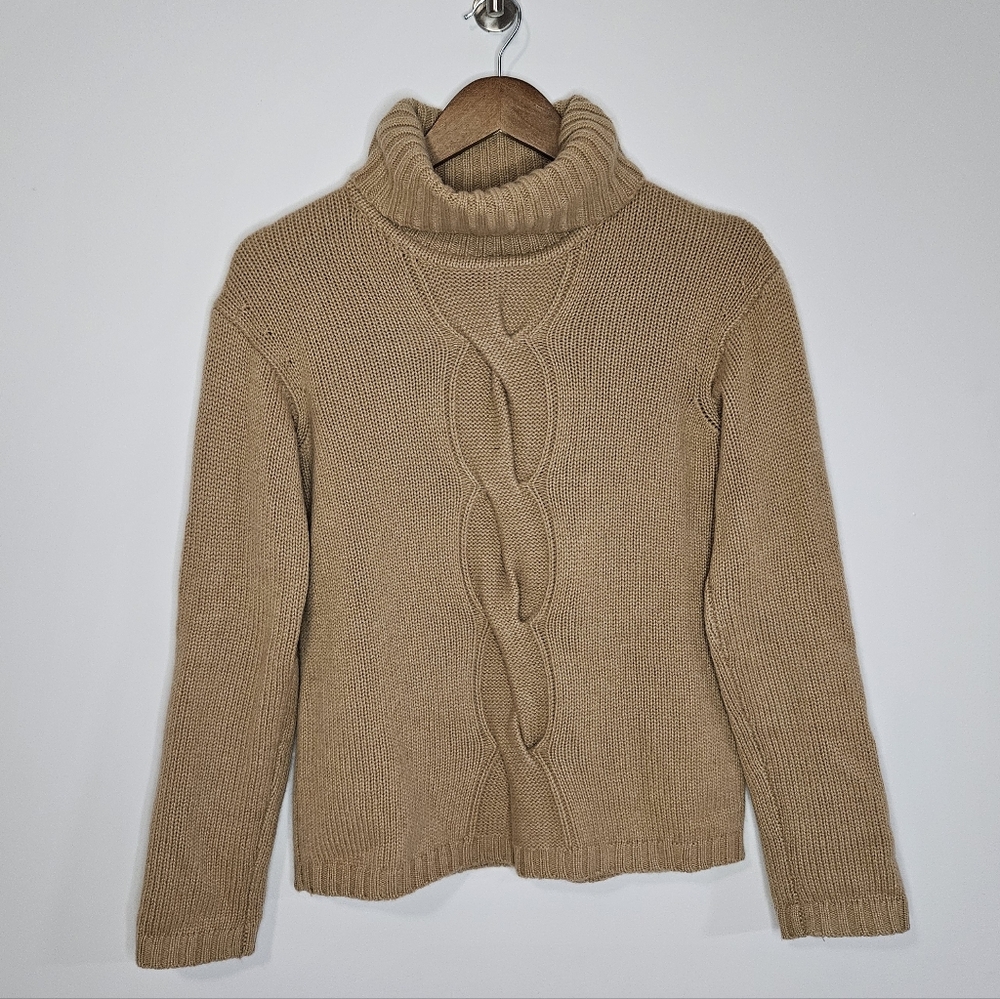 Garnet Hill Tan Cowl Neck Sweater